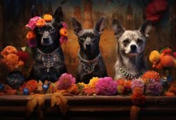 perro altar de dia de los muertos